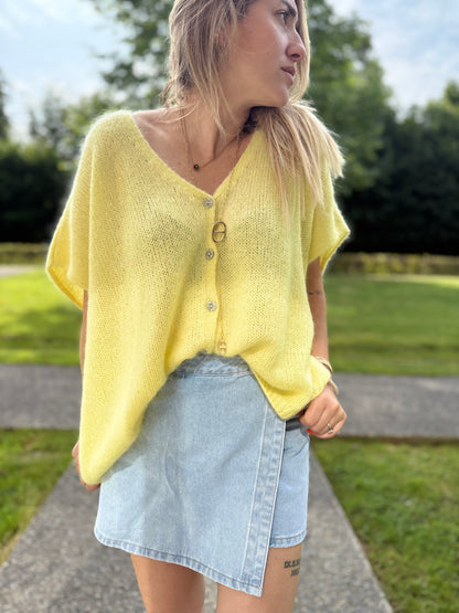 Gilet Kid Mohair Jaune