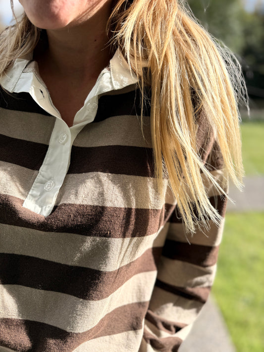 PULL FIN RAYE CHOCO ET TAUPE