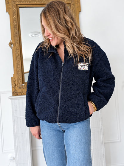 VESTE SHERPA BLEU MARINE ICONIC