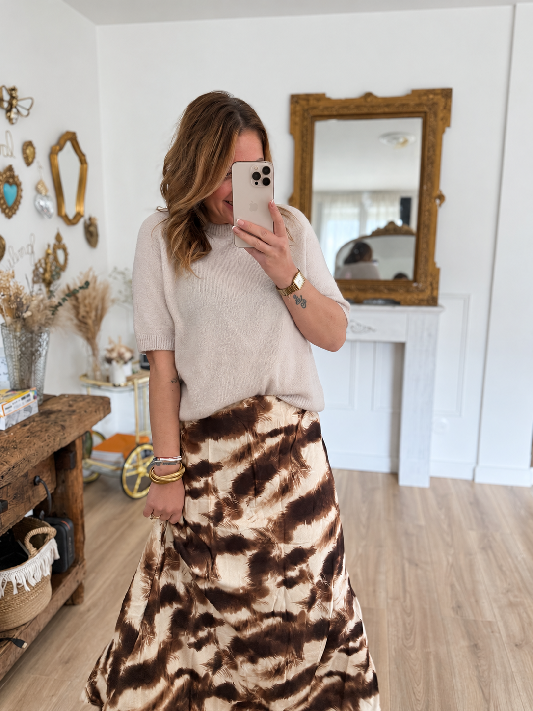 JUPE LONGUE EFFET MARBRE