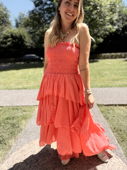 Robe bustier corail