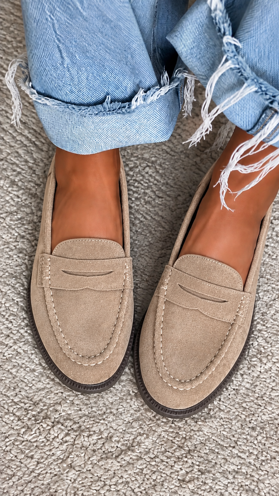 MOCASSIN EFFET DAIM BEIGE