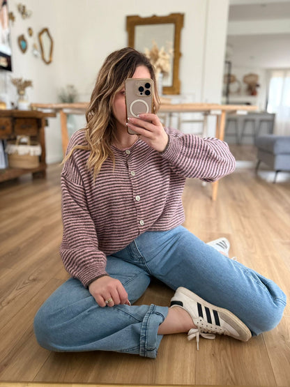 Gilet + écharpe rayé