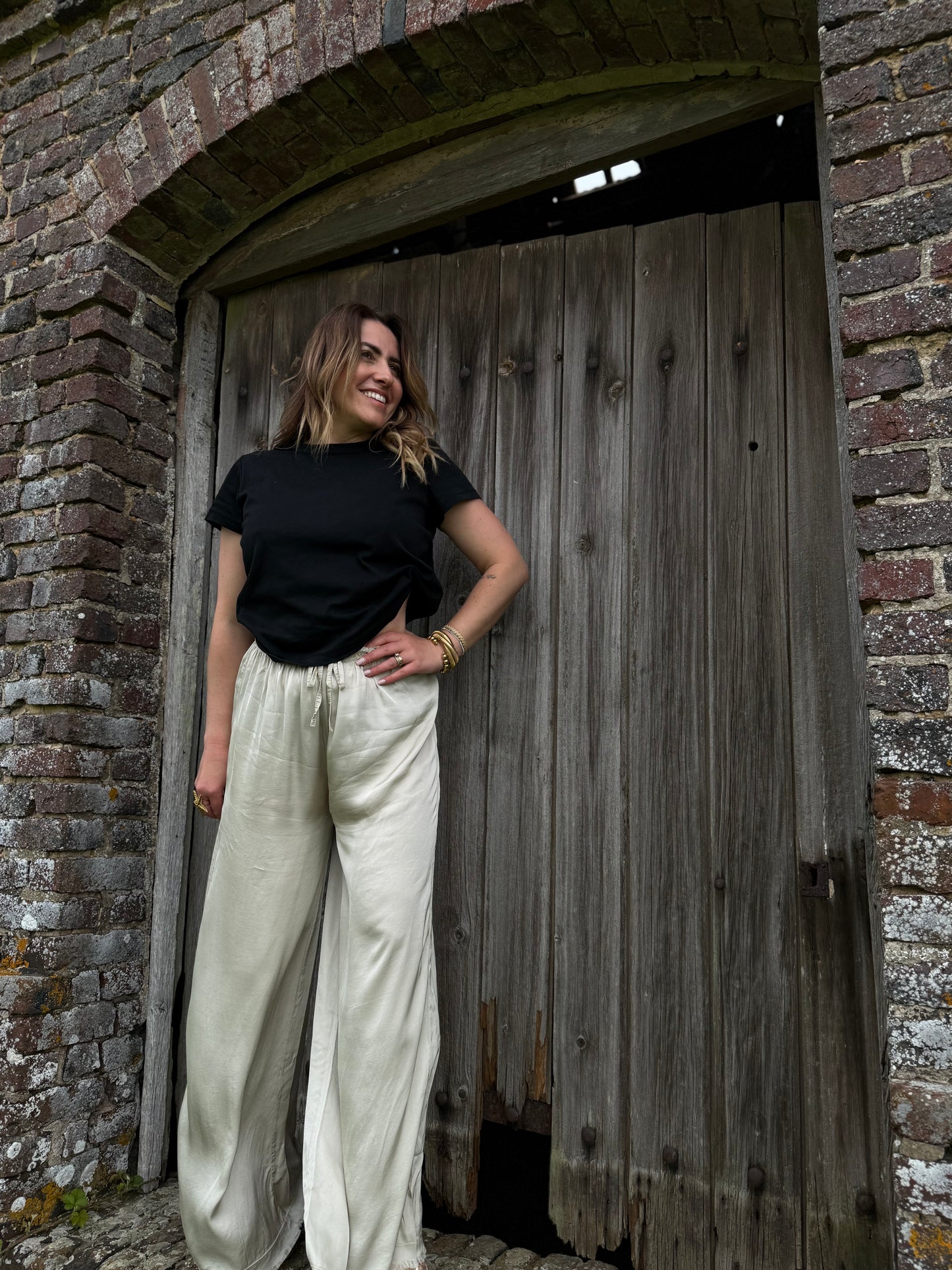 PALAZZO beige - pantalon fluide