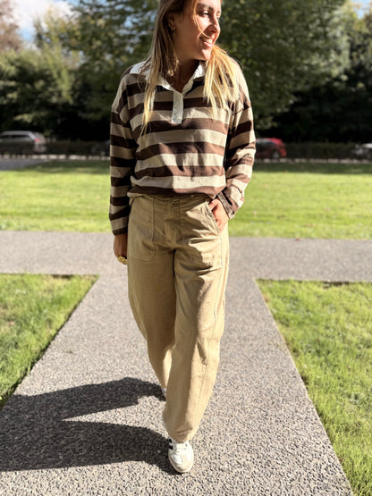 PULL FIN RAYE CHOCO ET TAUPE