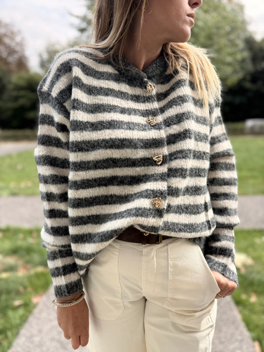 GILET MILO RAYÉ GRIS