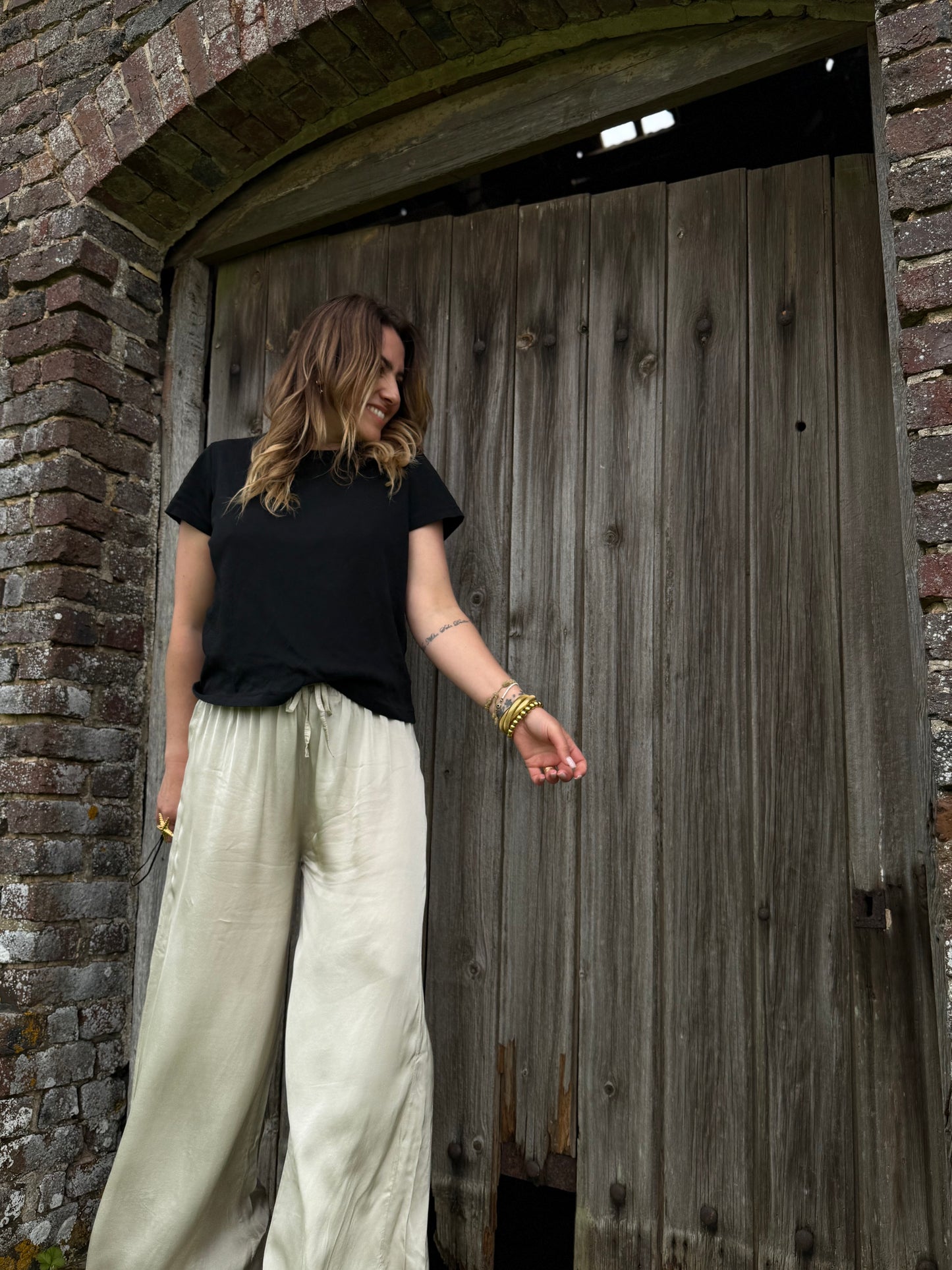 PALAZZO beige - pantalon fluide