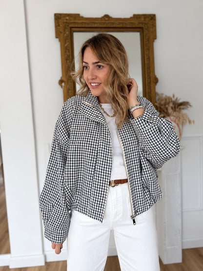BOMBERS A CARREAUX BLEU MARINE