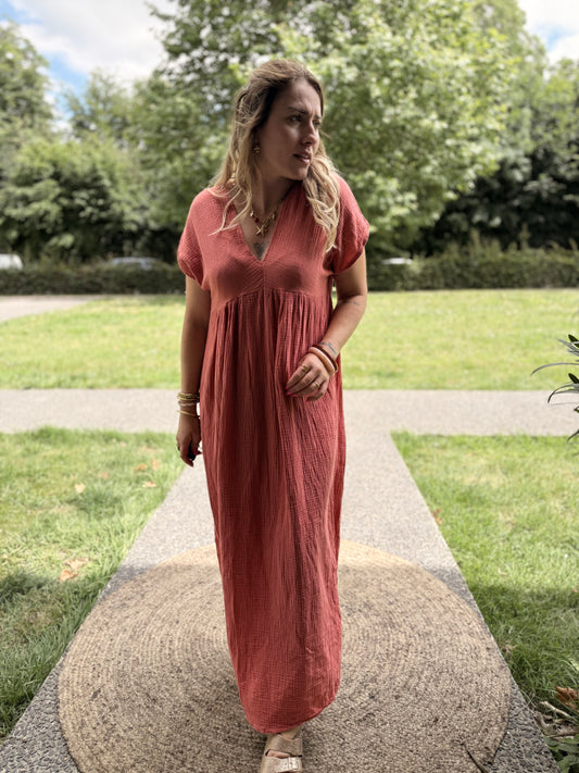 Robe Lison Longue Terracotta