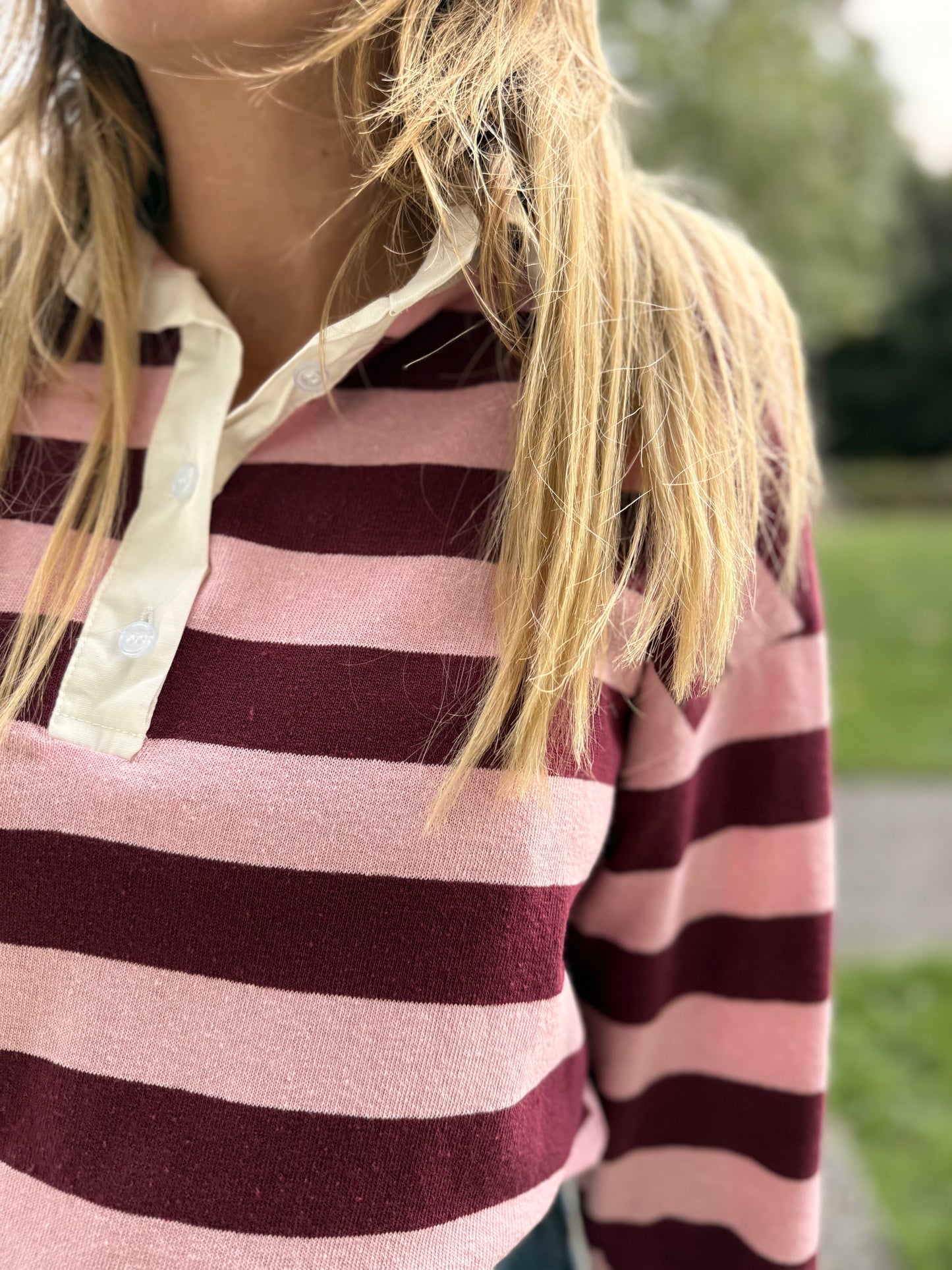 PULL RAYÉ ROSE ET BORDEAUX