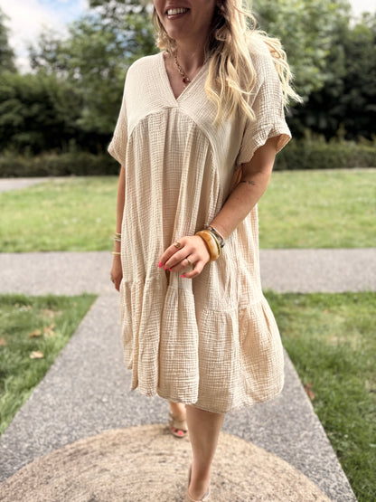 Robe Lison Courte Beige