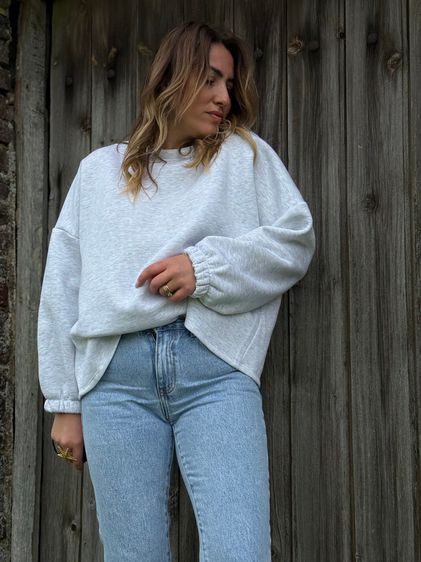 GOOD VIBES -Sweat gris claire
