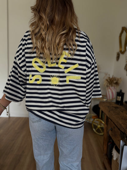 SOLEIL - TEE SHIRT RAYE BLEU MARINE