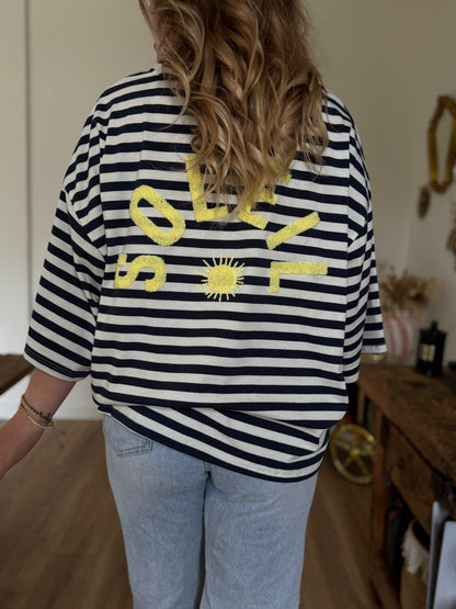 SOLEIL - TEE SHIRT RAYE BLEU MARINE