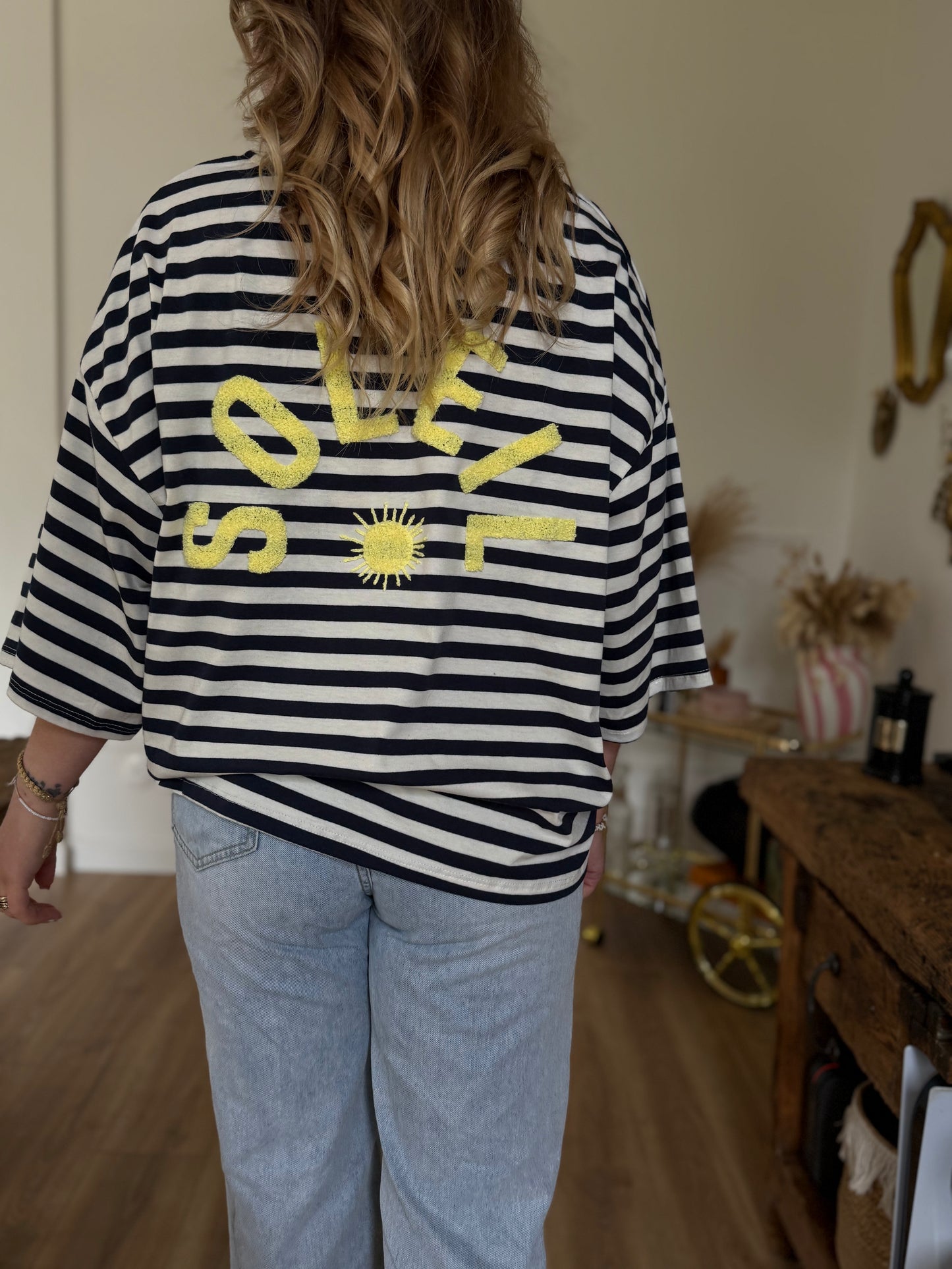 SOLEIL - TEE SHIRT RAYE BLEU MARINE