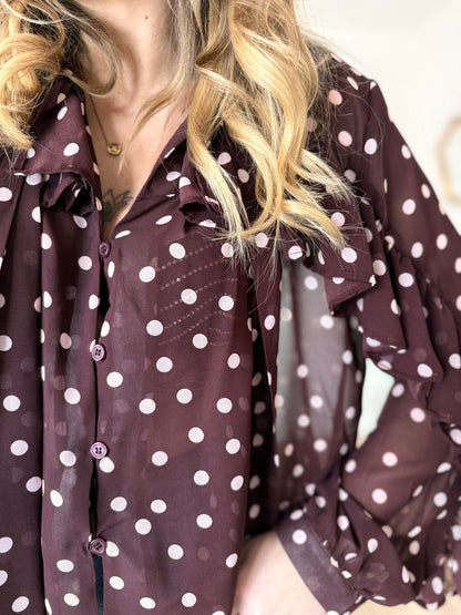 Blouse a pois bordeaux