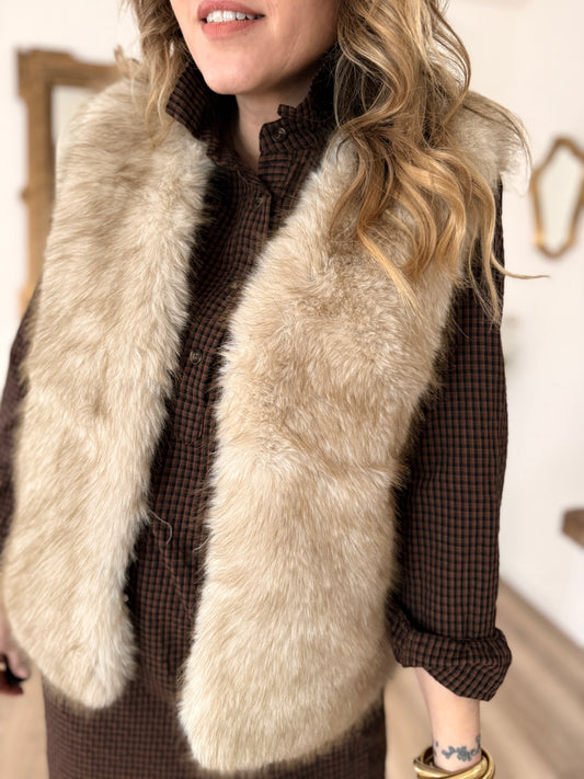 Gilet fourrure beige
