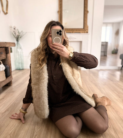 Gilet fourrure beige