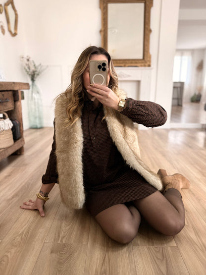 Gilet fourrure beige