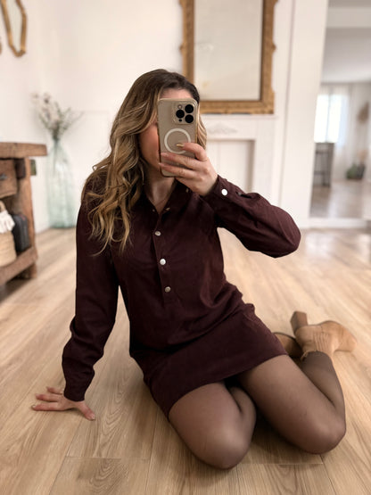 ROBE SUEDINE BORDEAUX