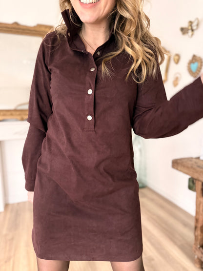 ROBE SUEDINE BORDEAUX