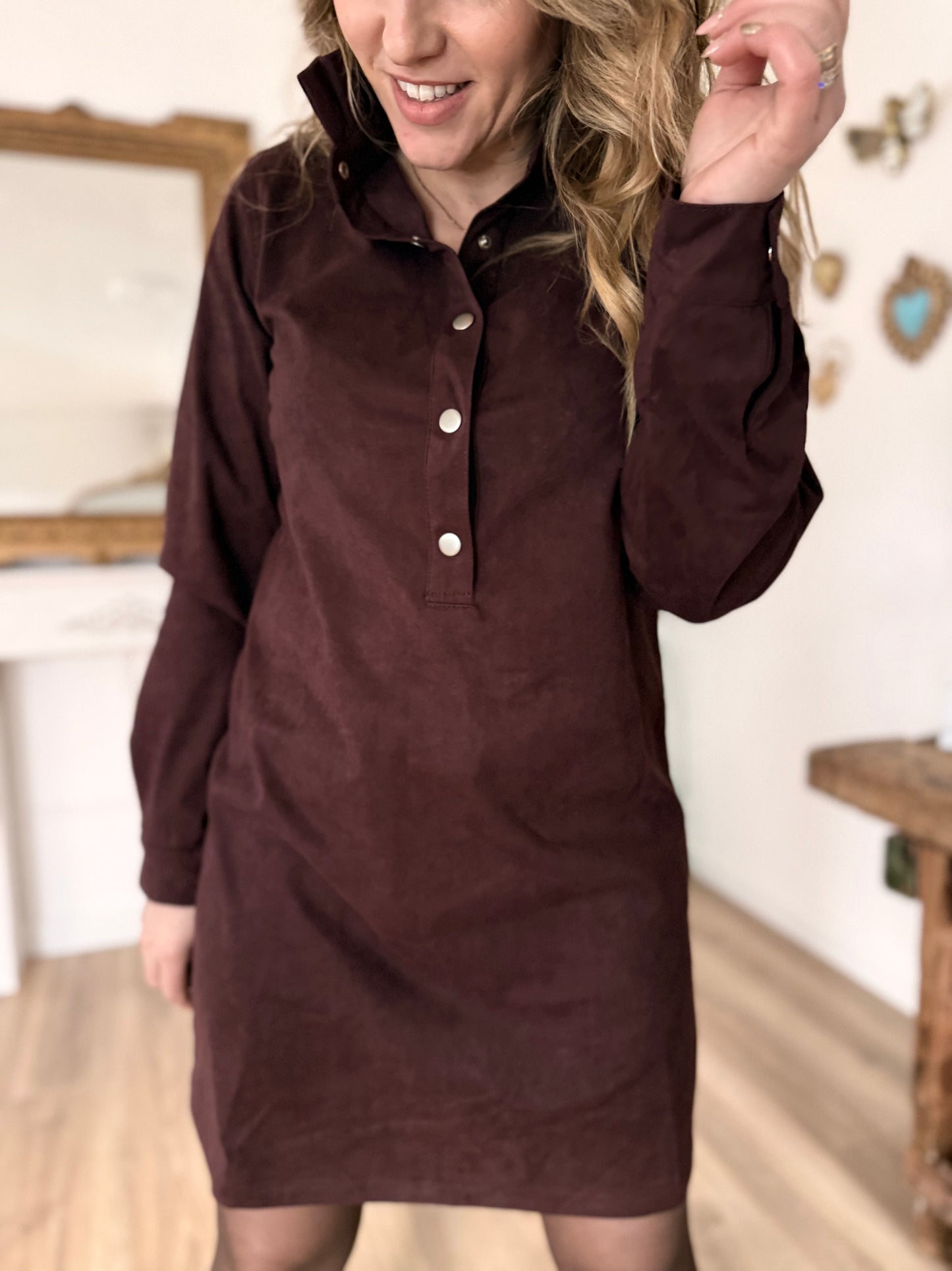 ROBE SUEDINE BORDEAUX