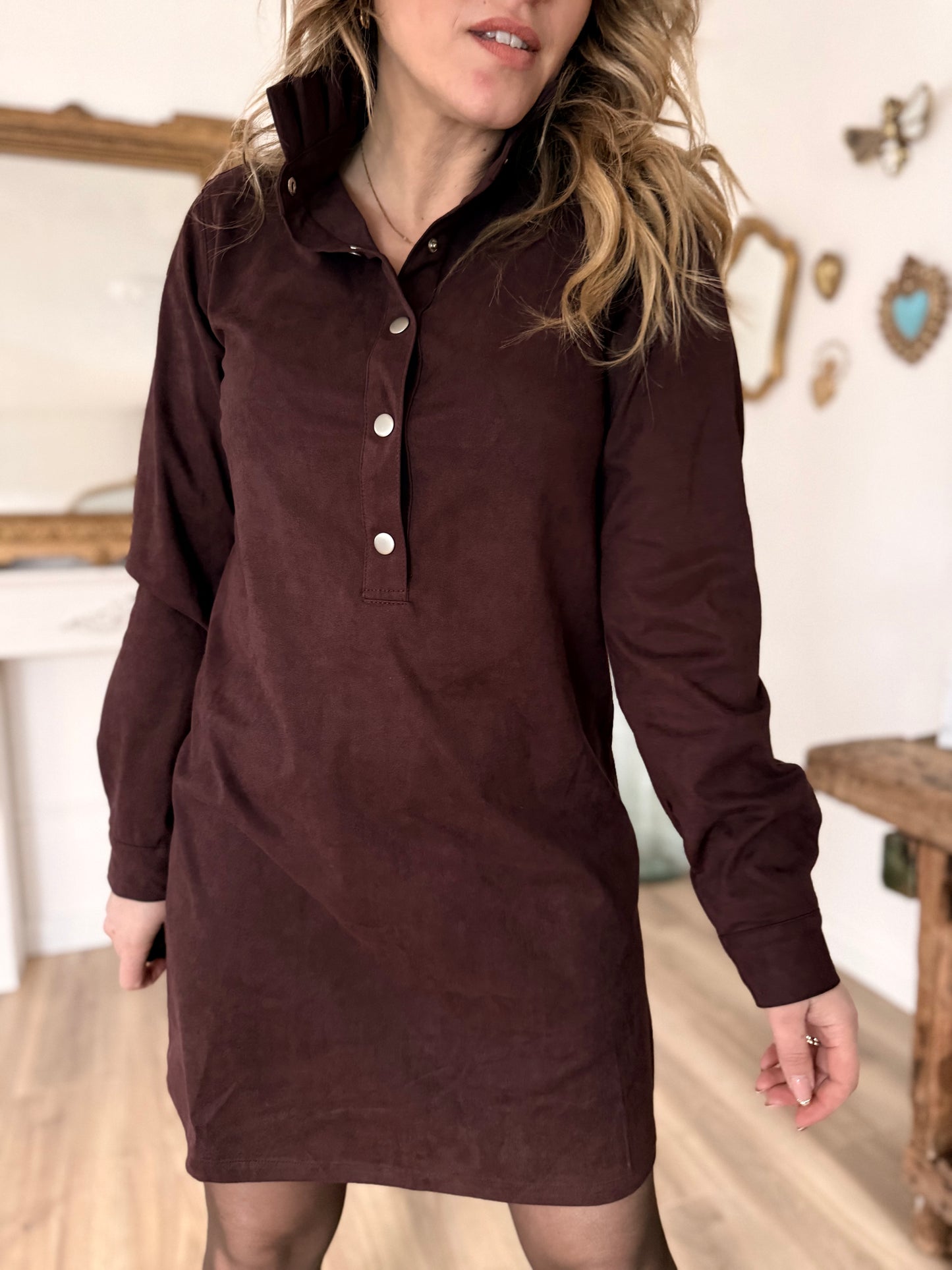 ROBE SUEDINE BORDEAUX