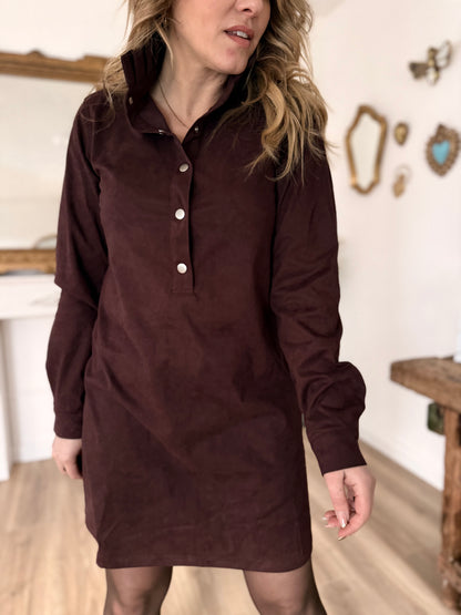 ROBE SUEDINE BORDEAUX
