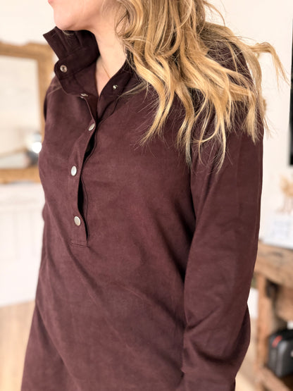 ROBE SUEDINE BORDEAUX