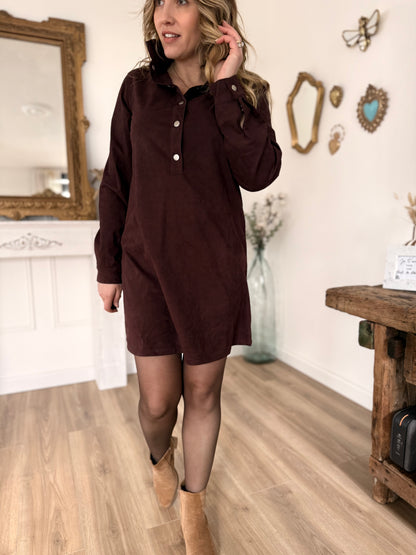 ROBE SUEDINE BORDEAUX