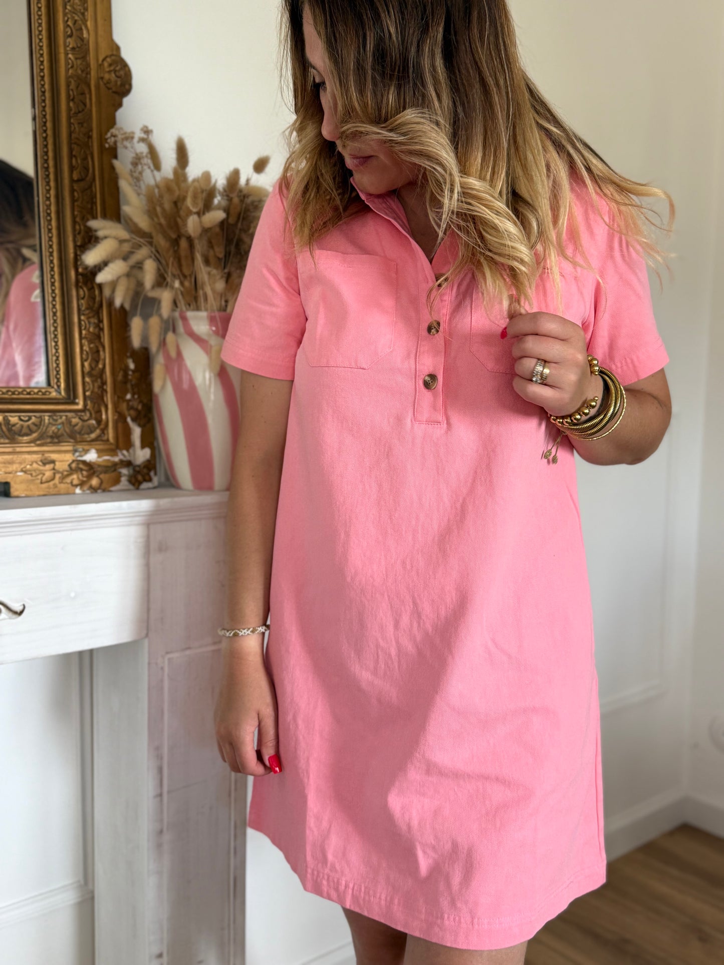 ROBE EN JEAN ROSE