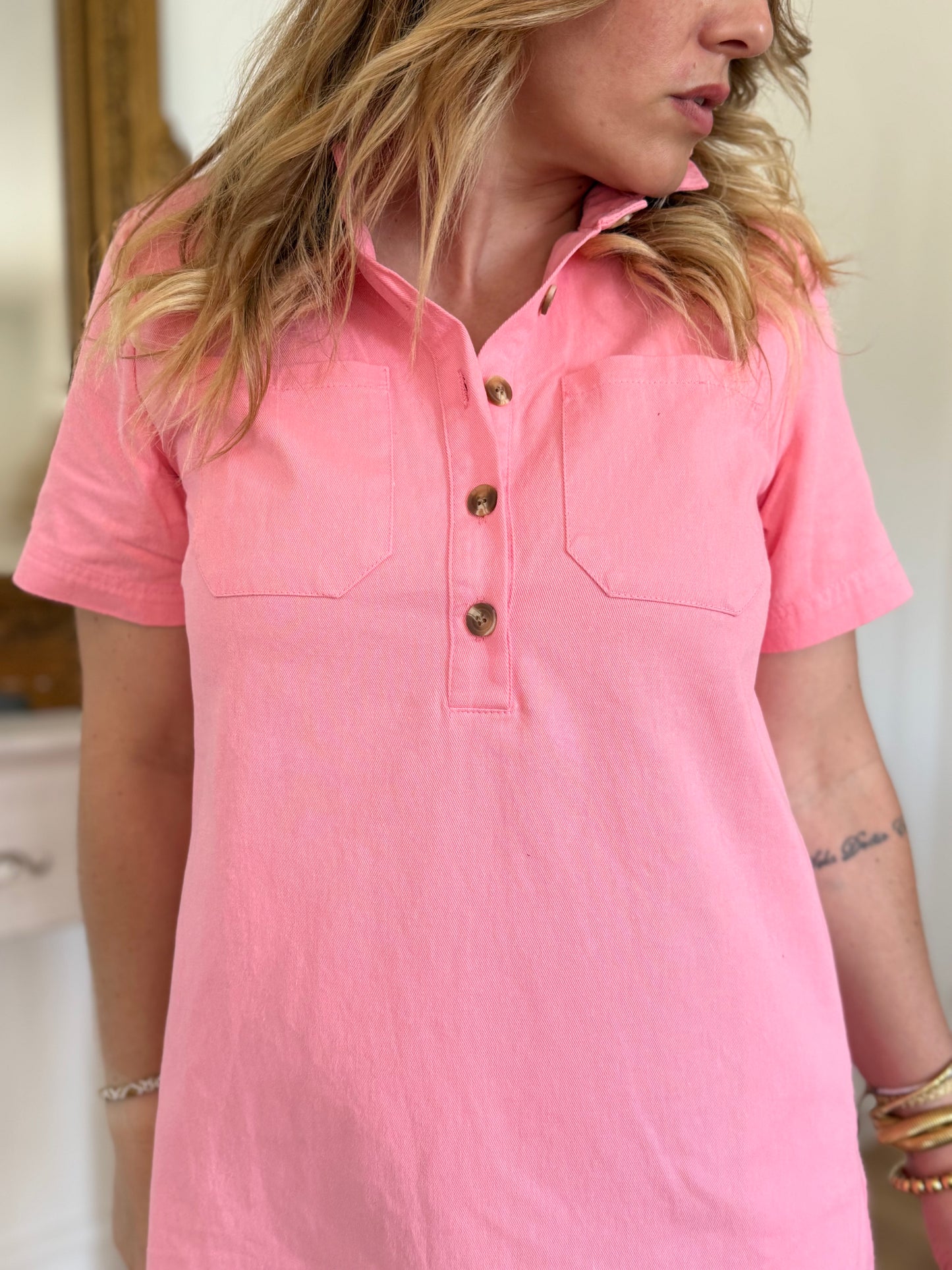 ROBE EN JEAN ROSE